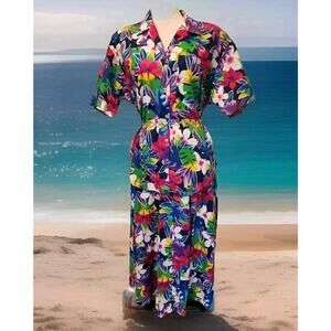 1980's Vintage HAWAIIAN Print Womens Floral Maxi Skirt w/Top 2 Piece Outfit